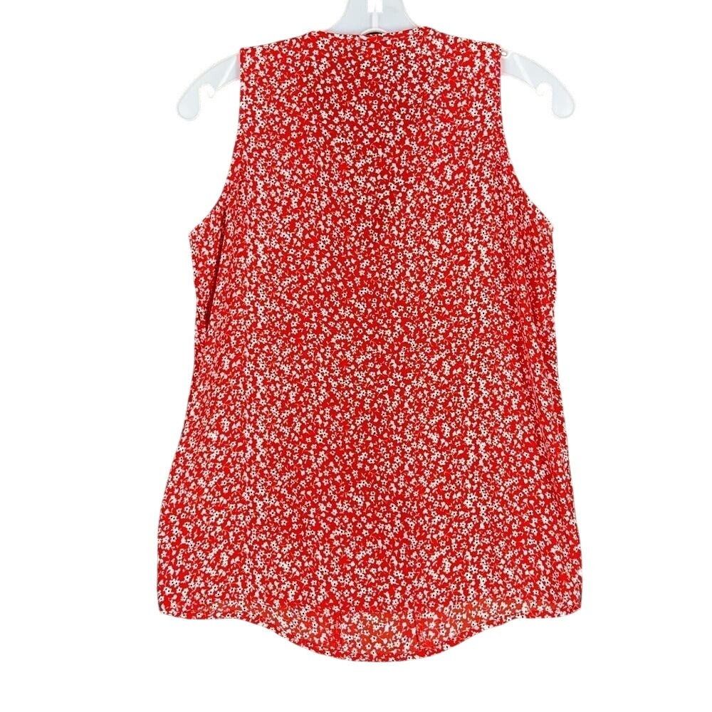 J.Crew Ditzy Floral Sleeveless Pleated Tie-Neck Cottagecore Shirt Womens XXS